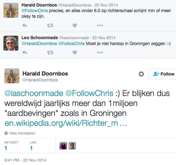 Harald Doornbos, een journalist, doet neerbuigend over de aardbevingen in Groningen