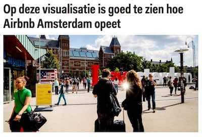 screenshot saying Op deze visualisatie is goed te zien hoe Airbnb Amsterdam opeet.